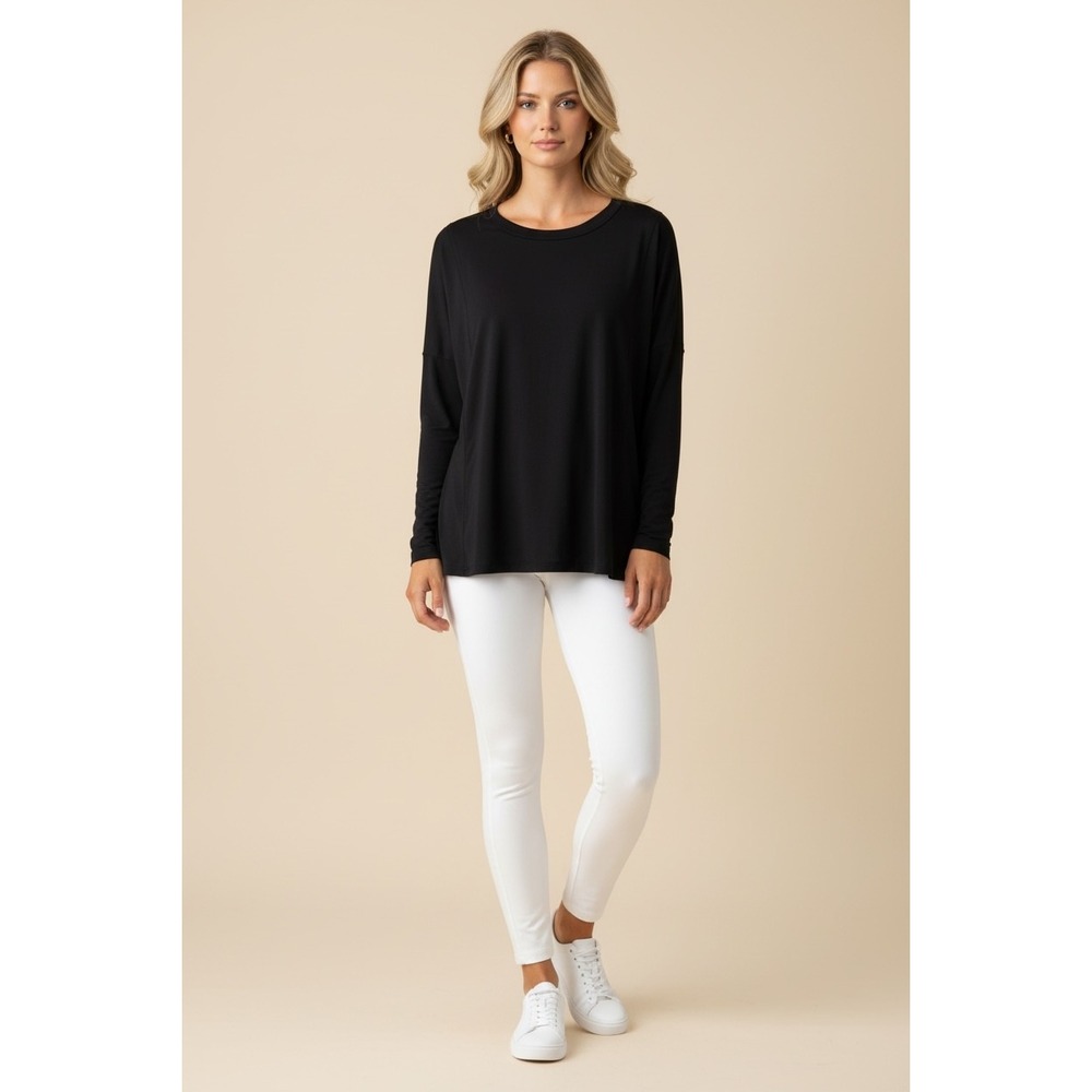 NEW All in Motion Kaya Large Long Sleeve Open Back Top Black Activewear
